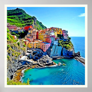 Poster Les rêves de la falaise : les couleurs de Manarola