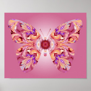 Poster Les rêves de papillon impriment le rose et
