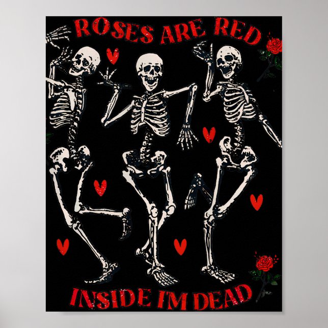 Poster Les roses sont Red Funny à l'intérieur Je suis Dea (Devant)