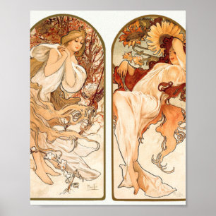 Poster Les Saisons Original 1897 Par Alphonse Mucha
