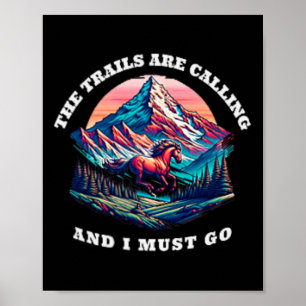 Poster Les sentiers appellent cavalier randonnée Desi
