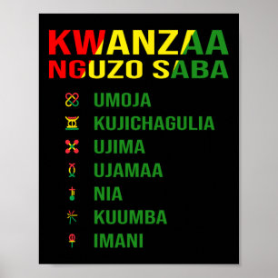 Poster Les Sept Principes De Kwanzaa - Nguzo Saba