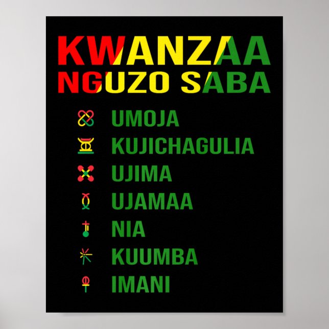Poster Les Sept Principes De Kwanzaa - Nguzo Saba (Devant)