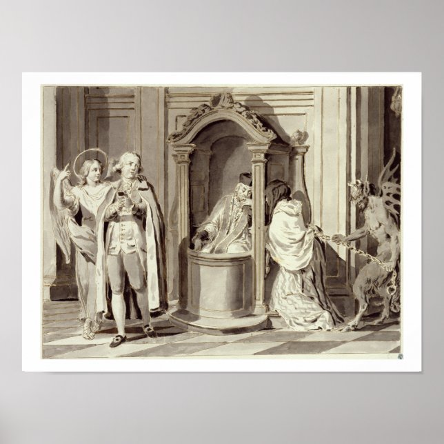 Poster Les Sept Sacrements : Confession, 1779 (stylo, bru (Devant)