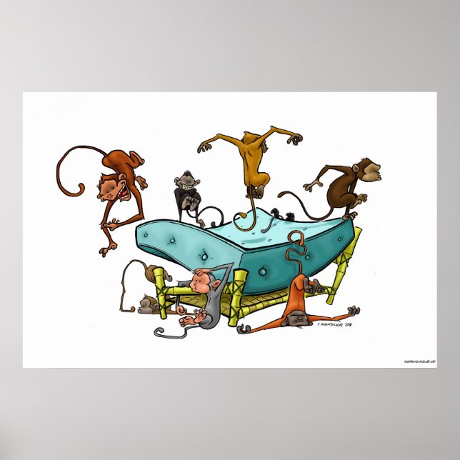Poster Les singes sauter sur le lit (Devant)