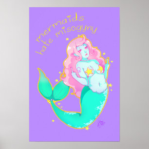 Poster Les sirènes détestent la mysogynie 14" x 11"