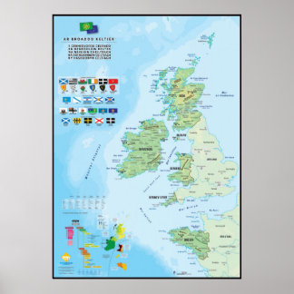 Poster Les six nations celtiques : carte en breton