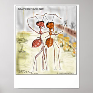Poster Les Soeurs de la fourmi - travaillez dur la fête!