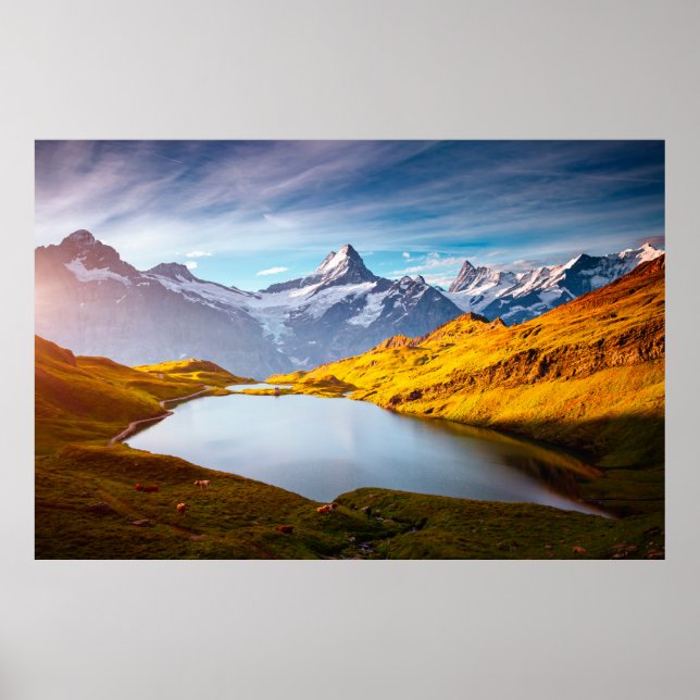 Poster Les sommets majestueux de Schreckhorn et Wetterhor (Devant)