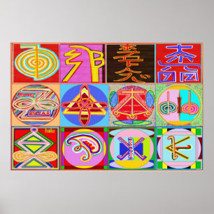 Poster Les symboles du maître curatif de REIKI Karuna