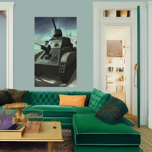 Poster Les tanks sur le champ de bataille   Art AI