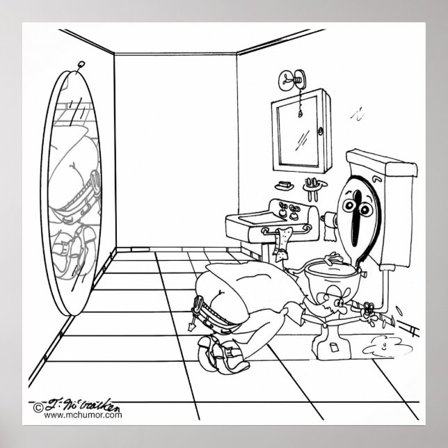 Poster Les toilettes sont gênées par la fissure d’un plom (Devant)