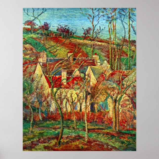 Poster Les toits rouges de Camille Pissarro (Devant)
