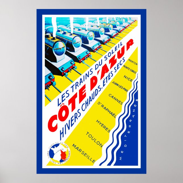 Poster Les Trains du Soleil ~ Côte d'Azur (Devant)