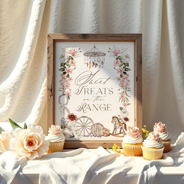 Poster Les Traitements Sucrés Sur Le Baby shower Occident (Sweet Treats On The Range Wild Western Baby Shower Poster)