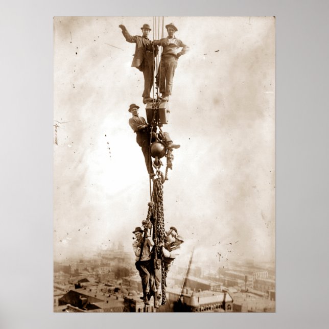 Poster Les Travailleurs Du Fer De Construction Descendent (Devant)