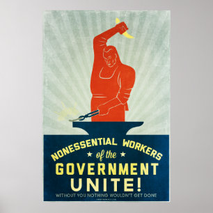 Poster Les travailleurs non essentiels du gouvernement s'