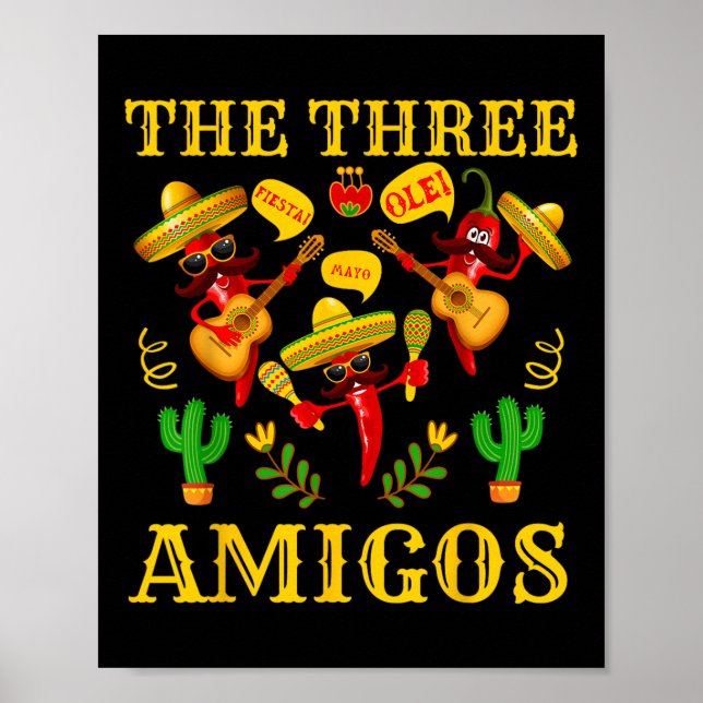 Poster Les Trois Amigos - Drôle Chili Cinco De Mayo (Devant)