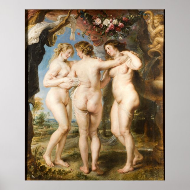 Poster Les Trois Grâces, par Peter Paul Rubens vers 1635 (Devant)