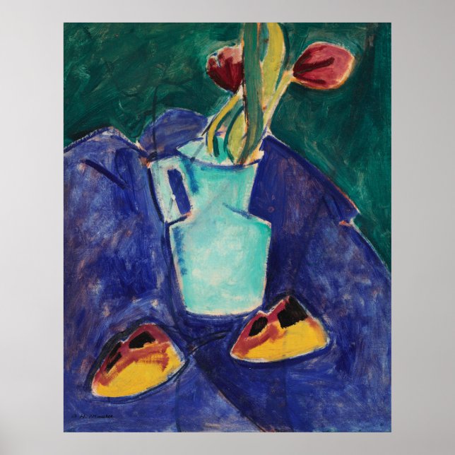 Poster Les tulipes dans un vase vert d'Alfred Henry Maure (Devant)