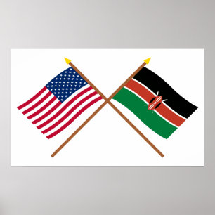 Poster Les USA et drapeaux croisés par Kenya