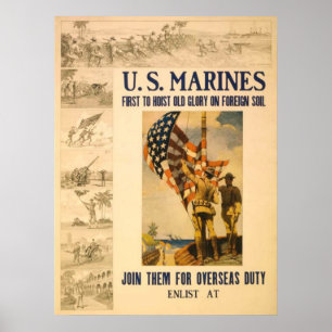 Poster Les USA Marine-Premier pour lever la vieille