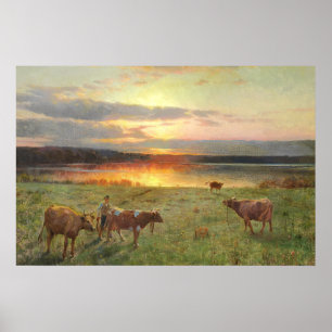 Poster Les vaches sont ramenées chez elles pour la traite