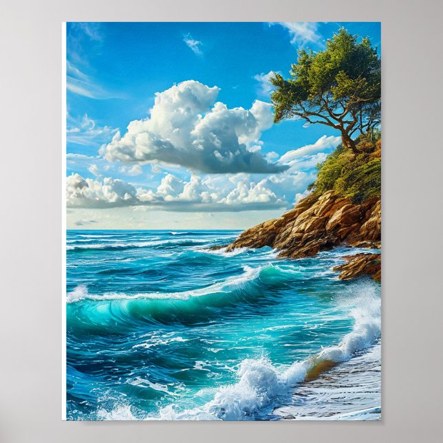 Poster Les vagues de plage (Devant)