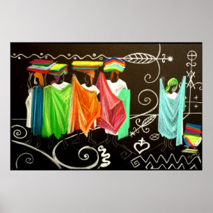 Poster Les Vendeuses de Tissus Haitienne