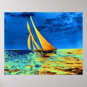 Poster Les voiles d'or de Schooner Ariel 1899
