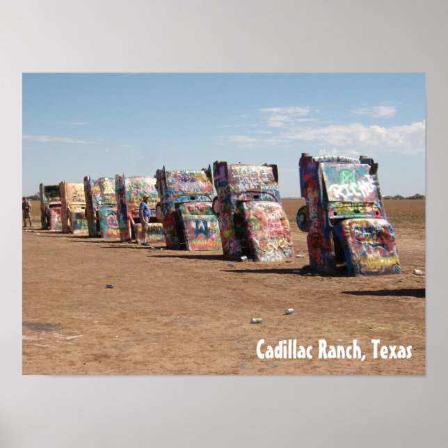 Poster Les voitures à Cadillac Ranch, Texas (Devant)