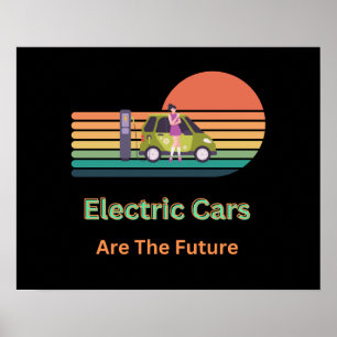 Poster Les voitures électriques fantastiques sont l'aveni