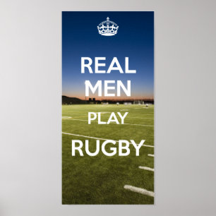 POSTER LES VRAIS HOMMES JOUENT AU RUGBY