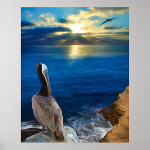 POSTER LES YEUX ENSOLEILLÉS D'UN PELICAN