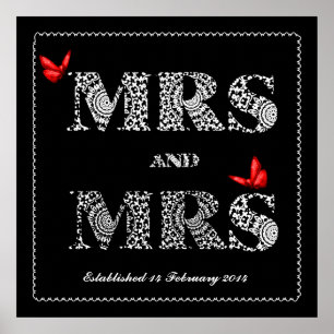 Poster Lesbienne même Genre Mariage Dentelle Cadeau Word 