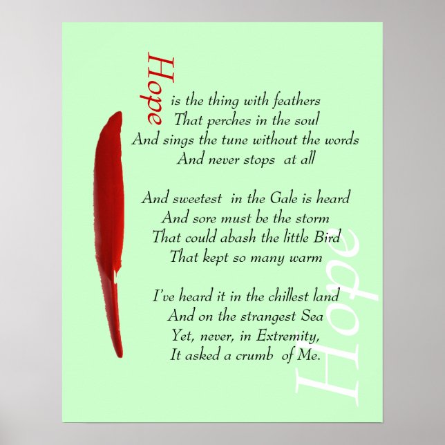 Poster L'espoir est quelque chose avec les plumes motivat (Devant)
