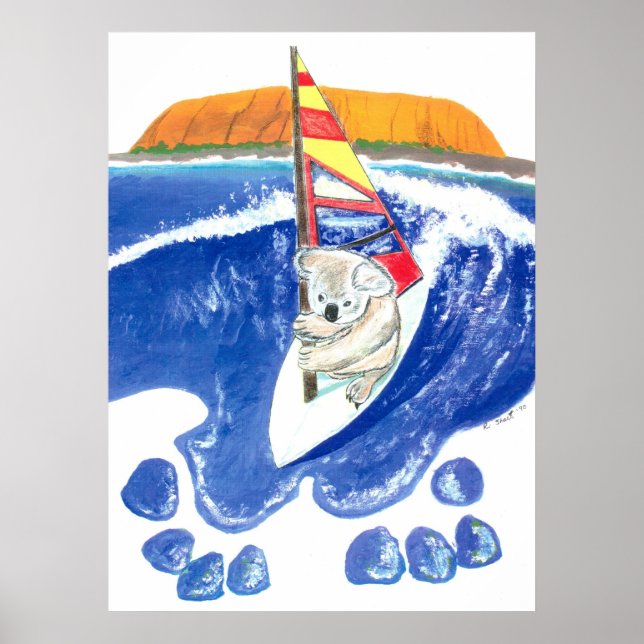 Poster L'Esprit de l'Australie - Koala Bear Wind Surfing (Devant)