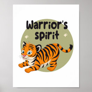 Poster L'esprit du guerrier Kawaii mignon bébé tigre oran