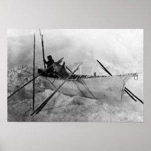 Poster L'Esquimau dans le bateau fait avec des peaux a