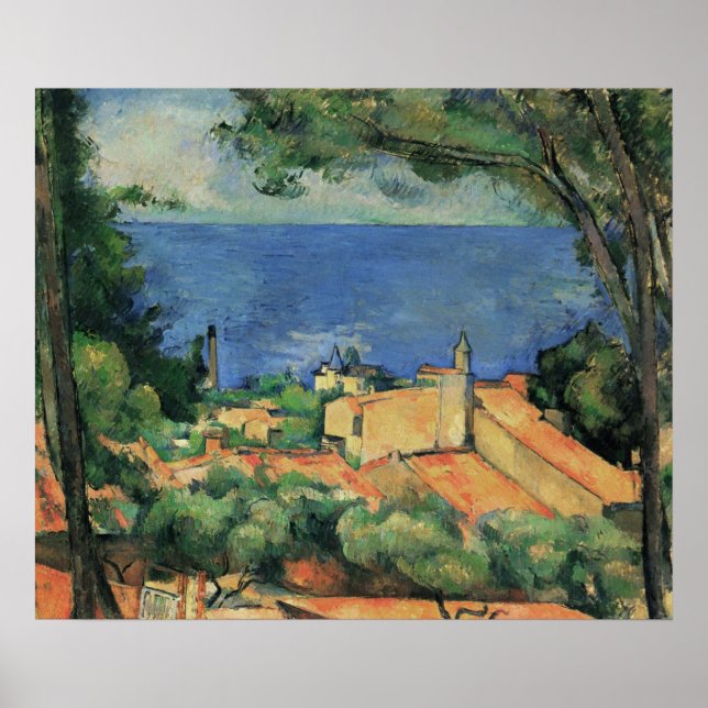 Poster L'Estaque aux toits rouges - Paul Cezanne - c1883 (Devant)