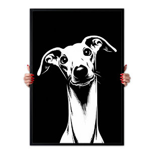 Poster L'esthétique Pop Art du Lévrier Italien Blanc & No