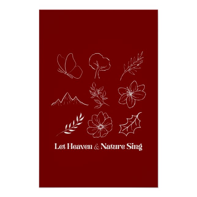 Poster Let Heaven and Nature Sing Floral Line Art (Devant)