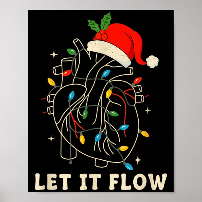 Poster Let It Flow Funny Anatomical Heart Christmas, Medi (Devant)