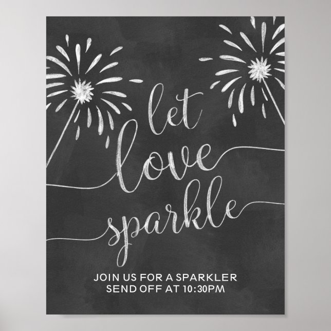 Poster Let Love Sparkle Send Off Chalkboard Mariage Signe (Devant)