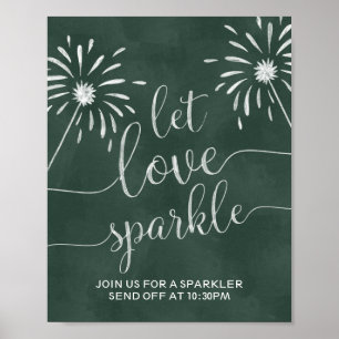 Poster Let Love Sparkle Send Off Chalkboard Mariage Signe