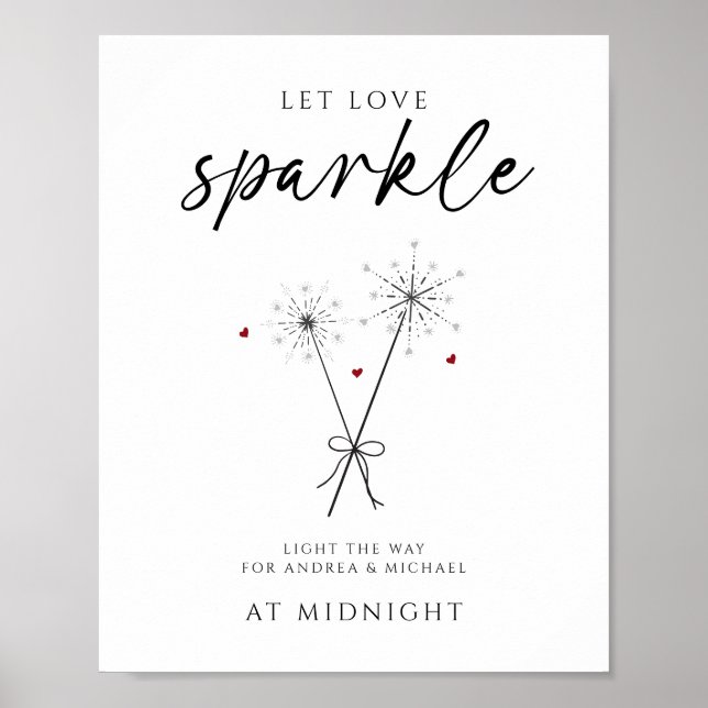 Poster Let Love Sparkle - Sparkler Sendoff Mariage Décont (Devant)