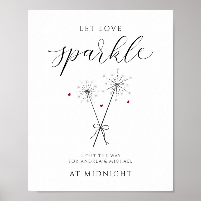 Poster Let Love Sparkle - Sparkler Sendoff Sign Mariage (Devant)