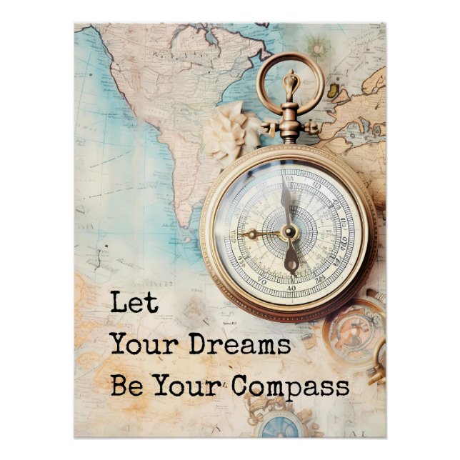 Poster Let Your Dreams Be Your Compass (Devant)