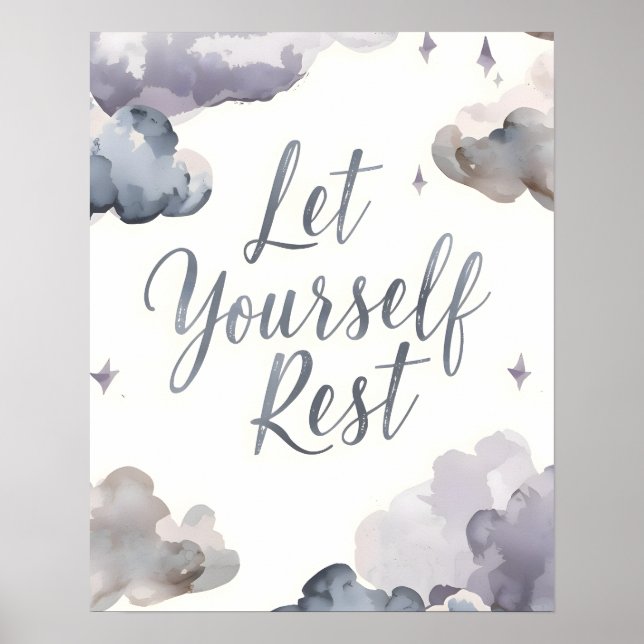 Poster Let Yourself Rest Inspirational Quote Typography (Devant)