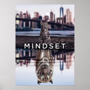 Poster L'état d'esprit est tout - Chat et Tigre réflexion